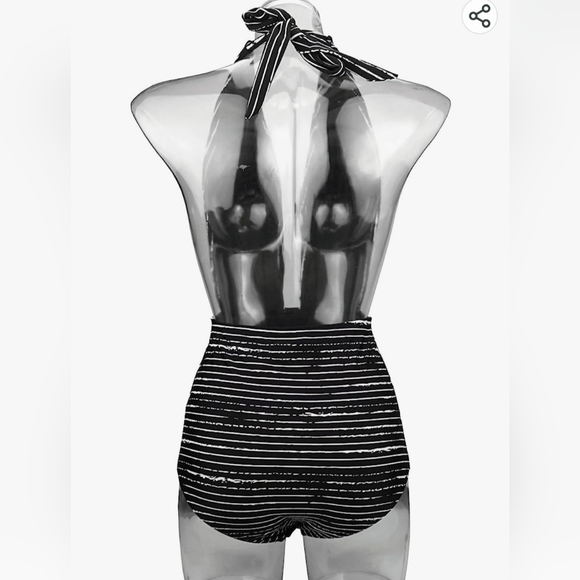 COCOSHIP Women's Retro One Piece Swimsuit Backless High Waisted Pin Up Bathing - Picture 3 of 8